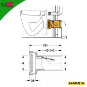 HAAS fali WC csatlakozó visszacsapószeleppel DN110 45-140 mm
