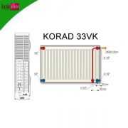 KORAD radiátor szelepes 33VK-300/  700  jobbos