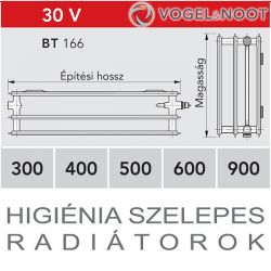 VOGEL&NOOT higiénia szelepes radiátor 30V900 ×1600 BT 166 balos